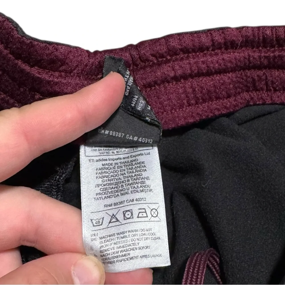 Adidas 100% Polyester Black Maroon Straight Leg Track Pants‎ Men's Medium